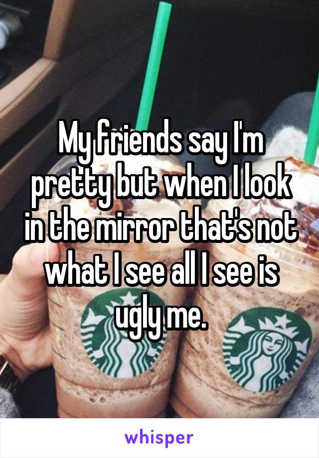 My friends say I'm pretty but when I look in the mirror that's not what I see all I see is ugly me.