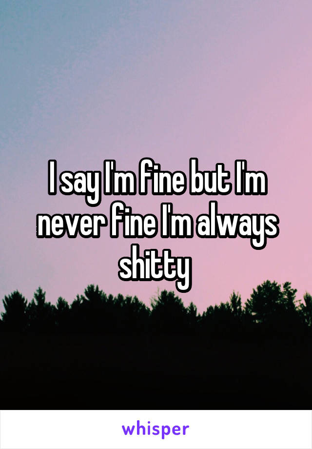 I say I'm fine but I'm never fine I'm always shitty 