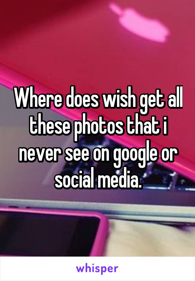 Where does wish get all these photos that i never see on google or social media.