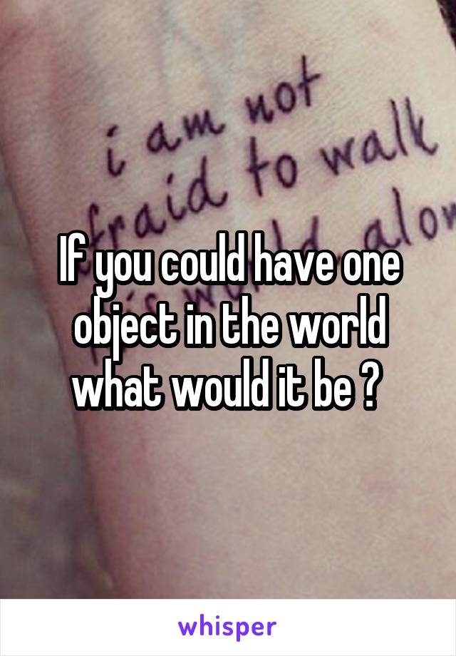 If you could have one object in the world what would it be ? 