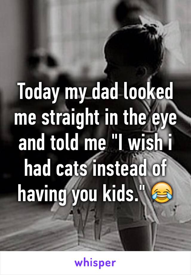 Today my dad looked me straight in the eye and told me "I wish i had cats instead of having you kids." 😂