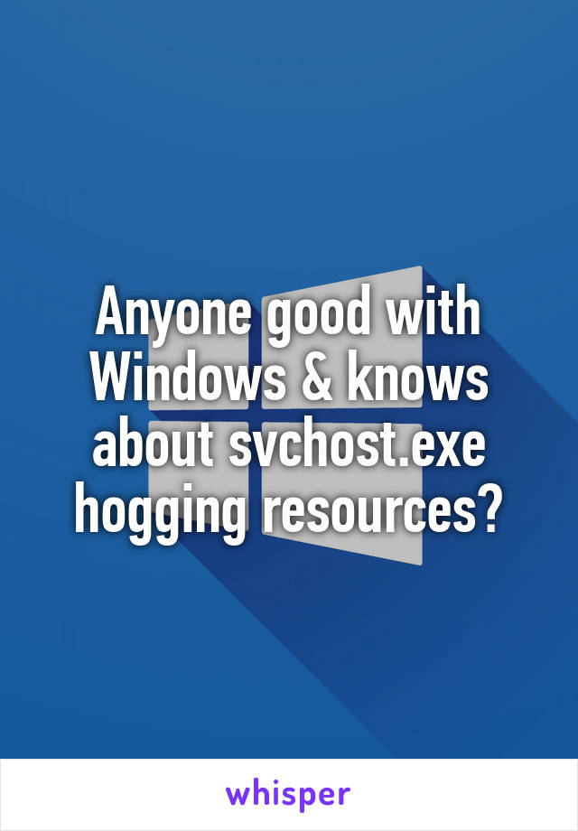 Anyone good with Windows & knows about svchost.exe hogging resources?