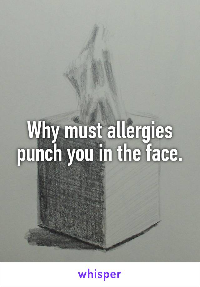 Why must allergies punch you in the face.