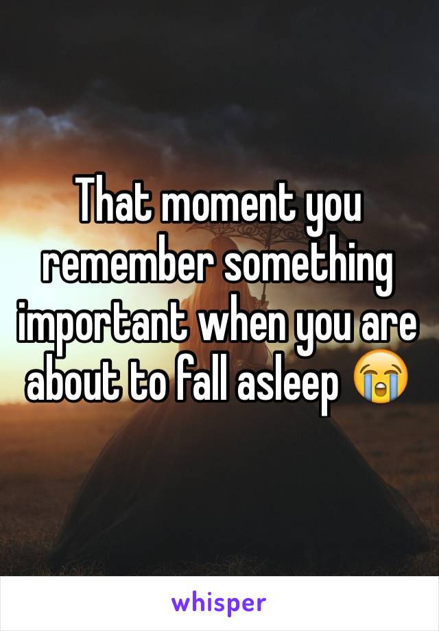 That moment you remember something important when you are about to fall asleep 😭