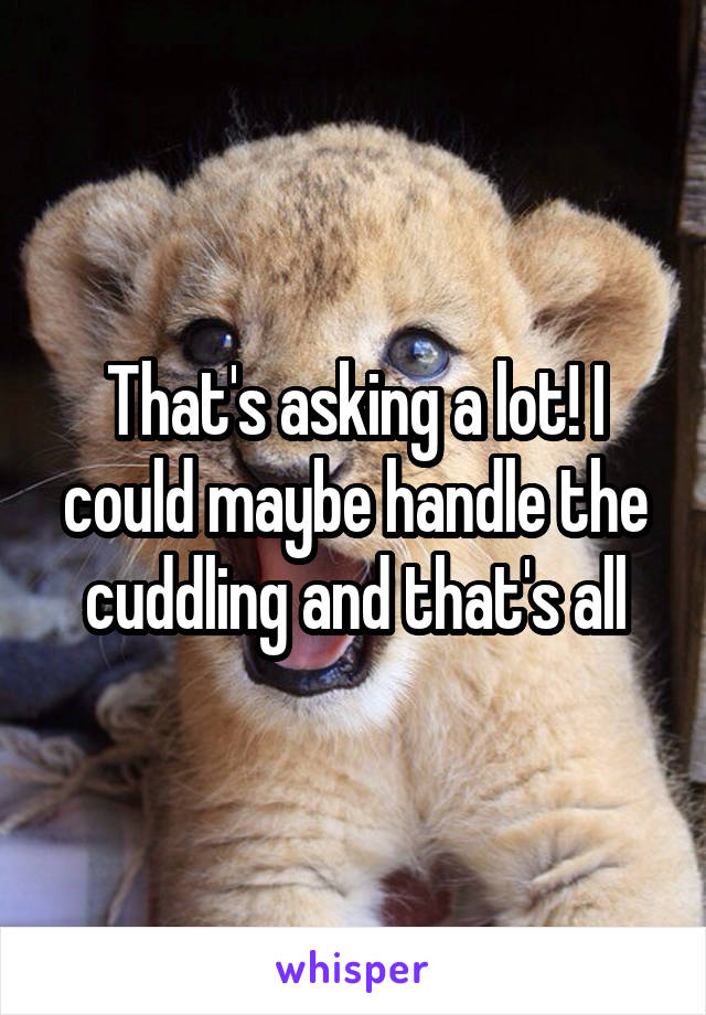 That's asking a lot! I could maybe handle the cuddling and that's all