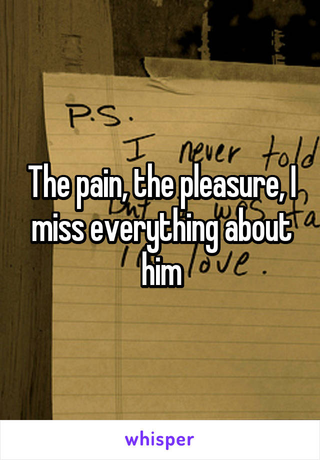 The pain, the pleasure, I miss everything about him