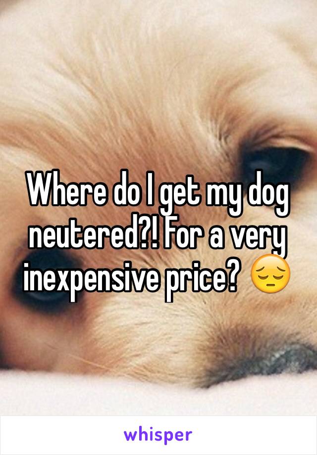 Where do I get my dog neutered?! For a very inexpensive price? 😔