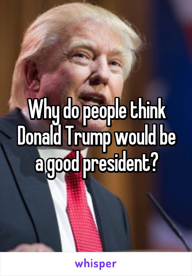 Why do people think Donald Trump would be a good president?