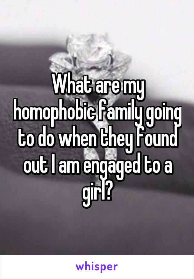 What are my homophobic family going to do when they found out I am engaged to a girl?