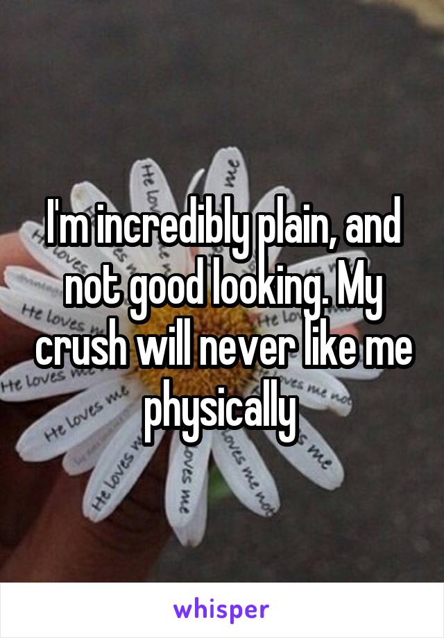 I'm incredibly plain, and not good looking. My crush will never like me physically 