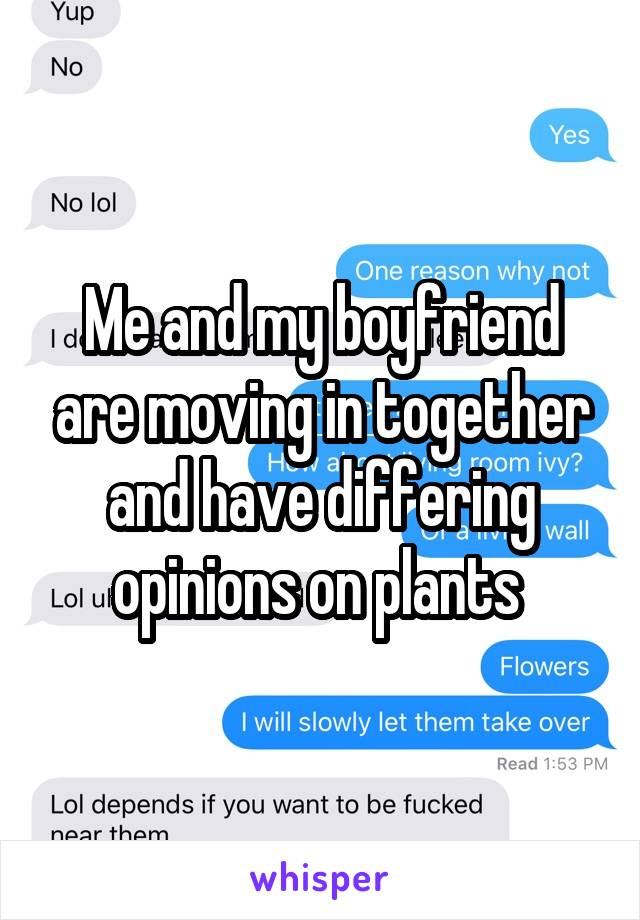 Me and my boyfriend are moving in together and have differing opinions on plants 