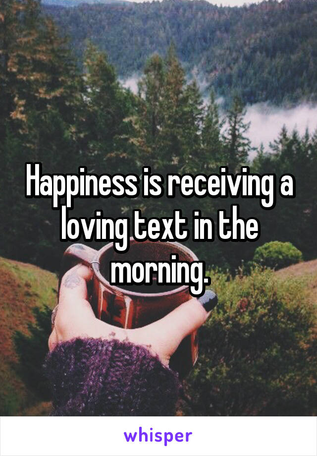 Happiness is receiving a loving text in the morning.