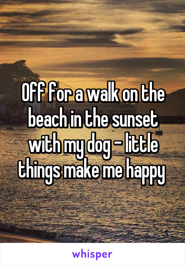 Off for a walk on the beach in the sunset with my dog - little things make me happy 