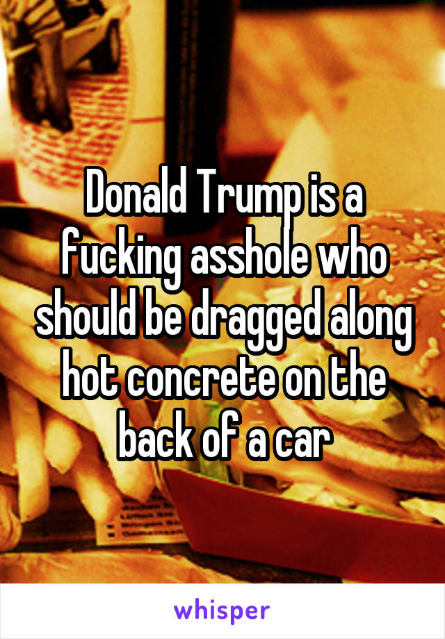 Donald Trump is a fucking asshole who should be dragged along hot concrete on the back of a car