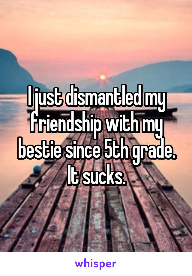 I just dismantled my friendship with my bestie since 5th grade. It sucks.