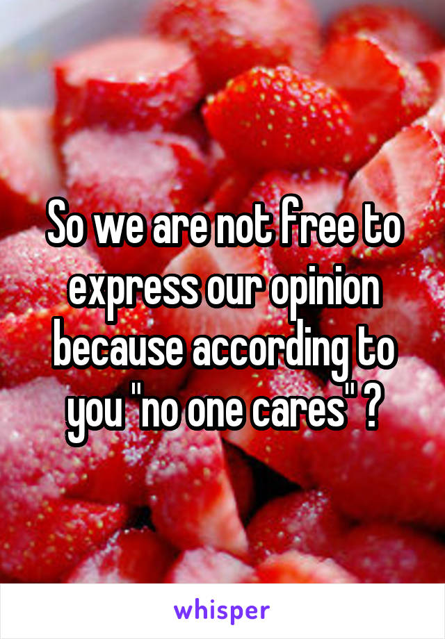 So we are not free to express our opinion because according to you "no one cares" ?