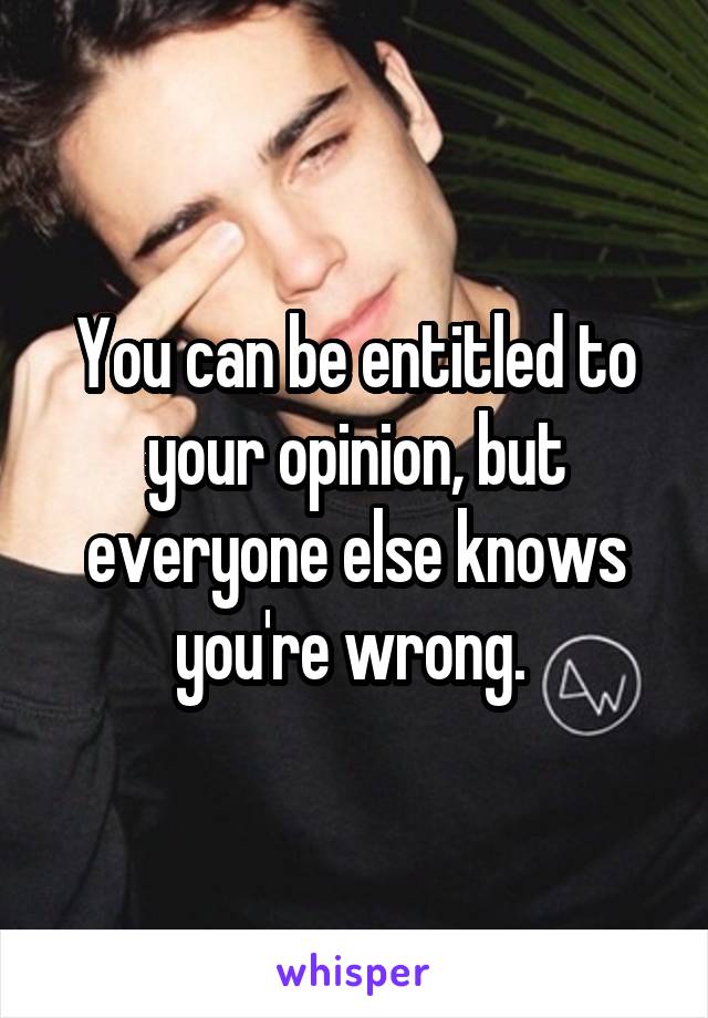 You can be entitled to your opinion, but everyone else knows you're wrong. 