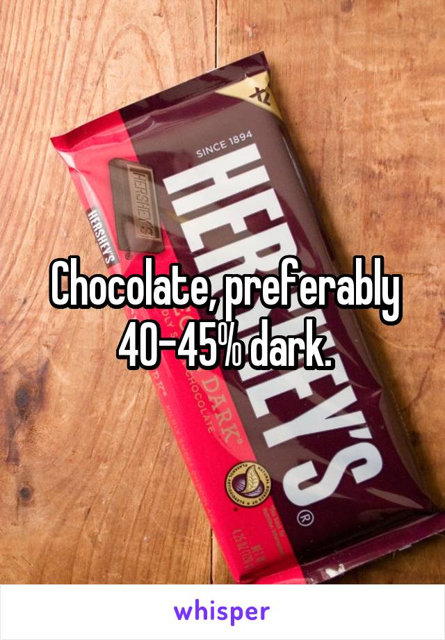 Chocolate, preferably 40-45% dark.