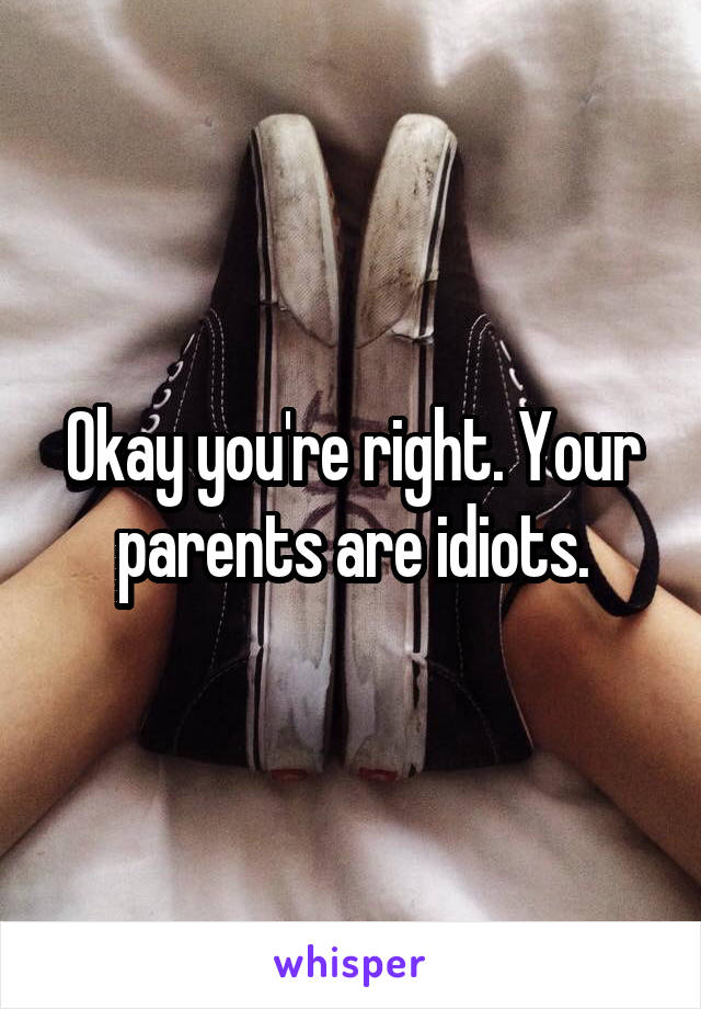 Okay you're right. Your parents are idiots.