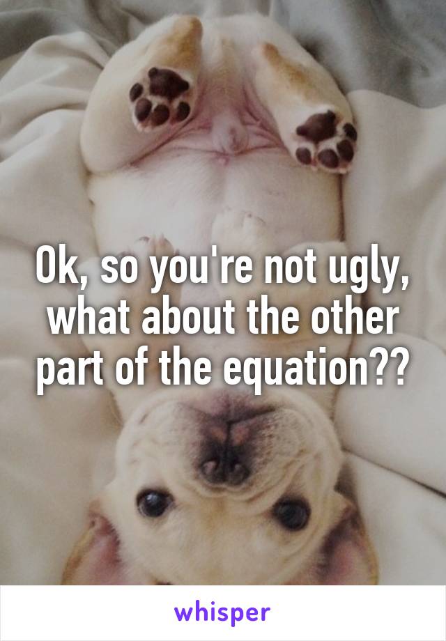 Ok, so you're not ugly, what about the other part of the equation??