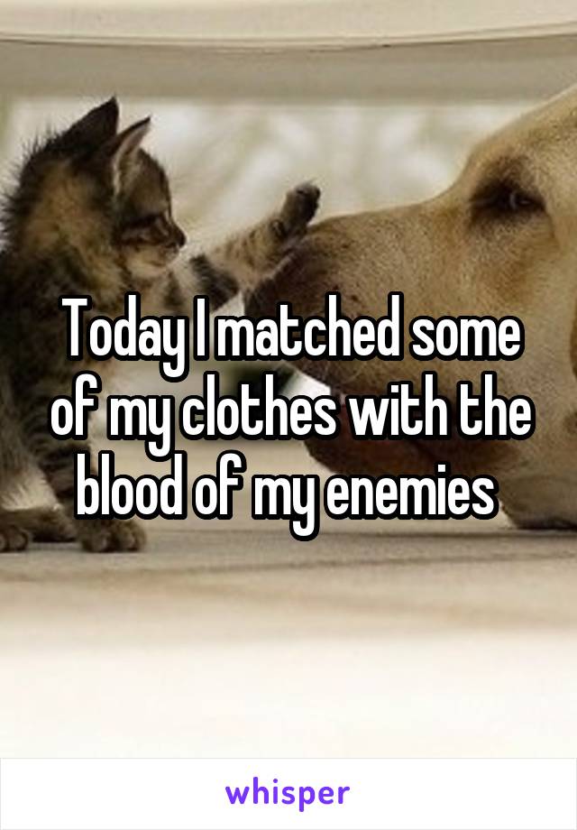 Today I matched some of my clothes with the blood of my enemies 