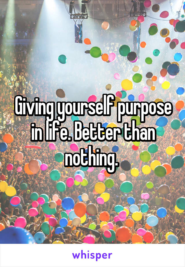 Giving yourself purpose in life. Better than nothing. 