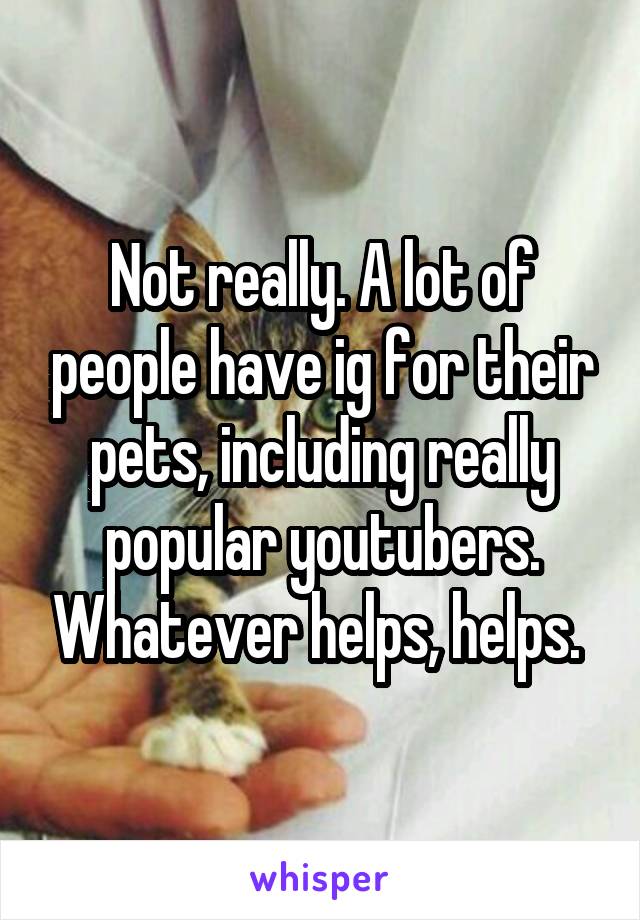 Not really. A lot of people have ig for their pets, including really popular youtubers. Whatever helps, helps. 