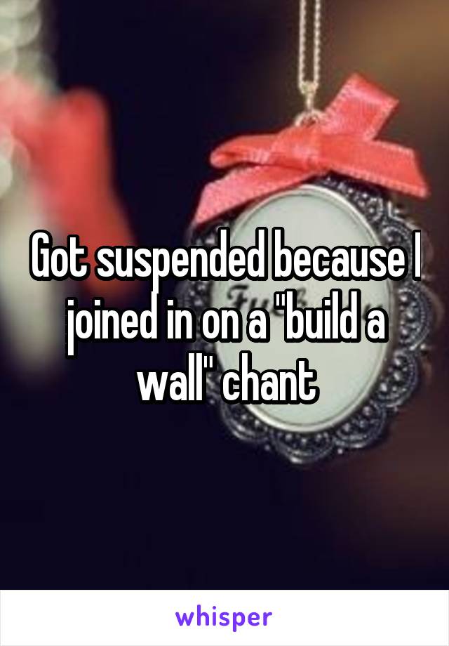 Got suspended because I joined in on a "build a wall" chant
