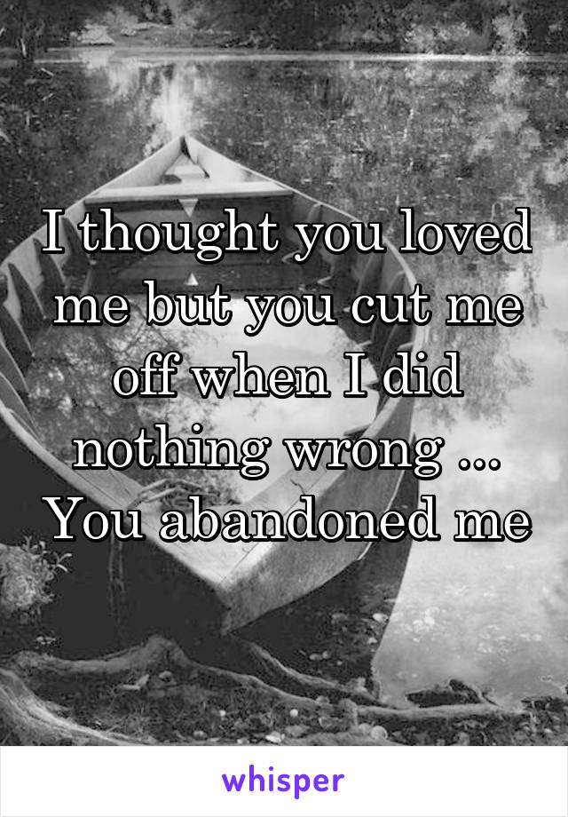 I thought you loved me but you cut me off when I did nothing wrong ... You abandoned me 