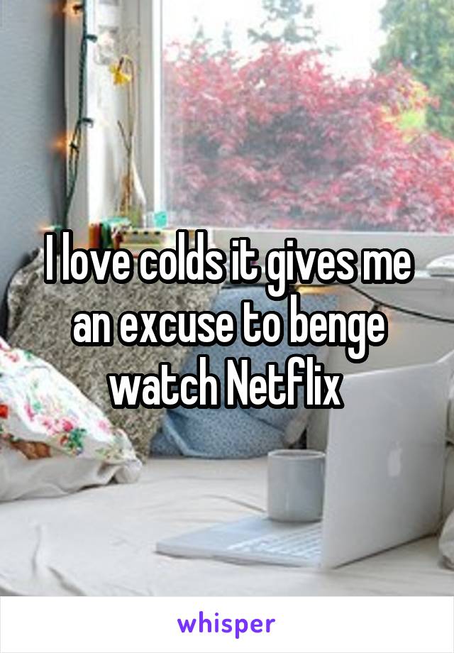 I love colds it gives me an excuse to benge watch Netflix 