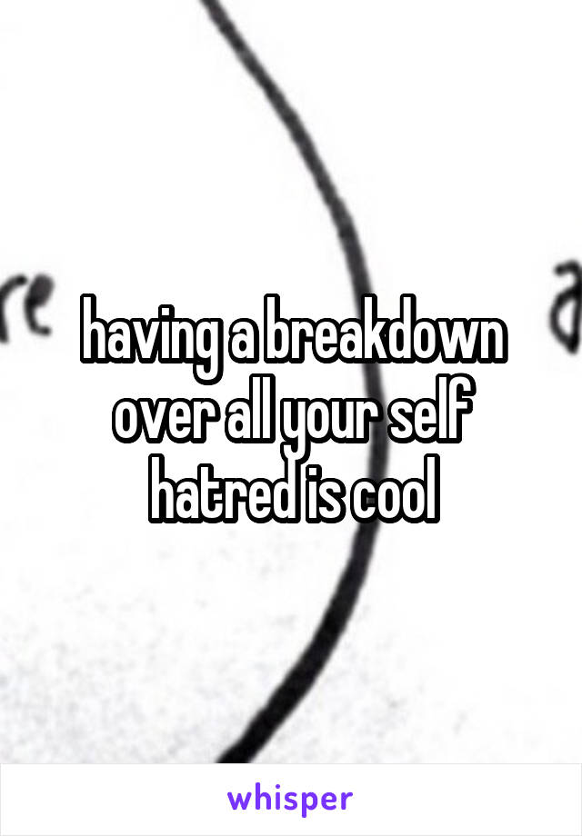 having a breakdown over all your self hatred is cool