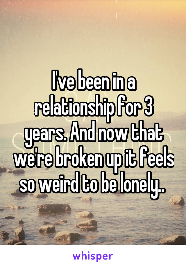 I've been in a relationship for 3 years. And now that we're broken up it feels so weird to be lonely.. 