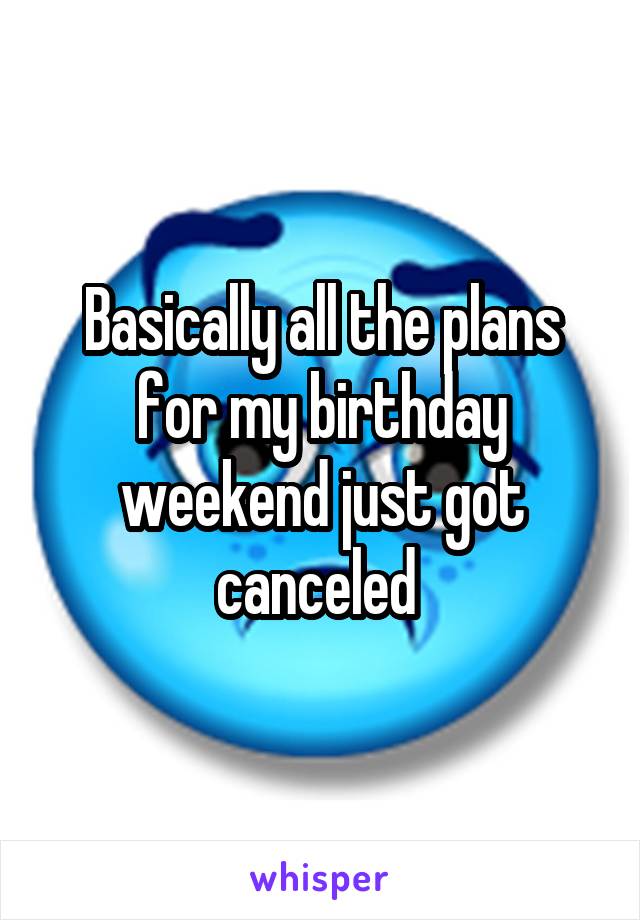 Basically all the plans for my birthday weekend just got canceled 