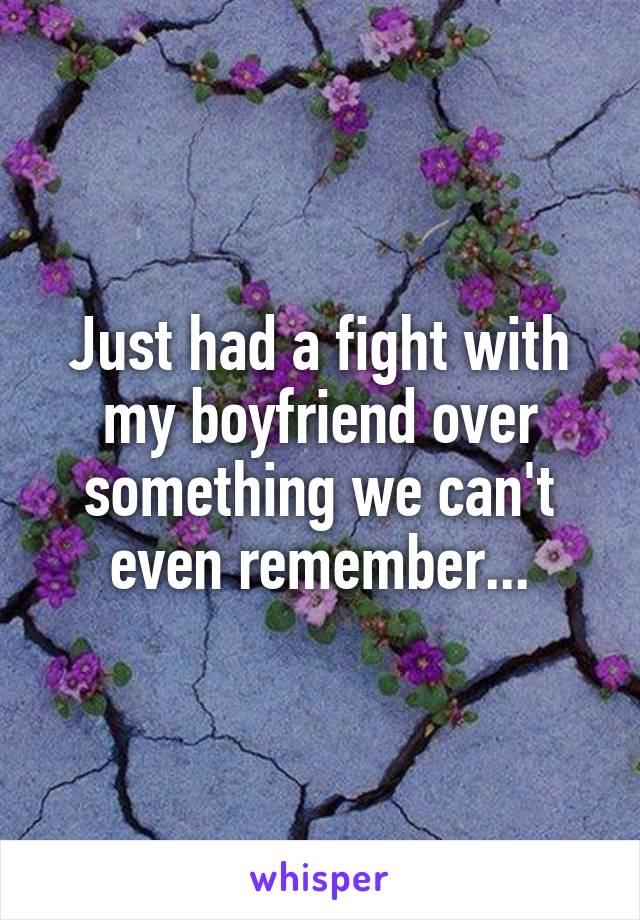 Just had a fight with my boyfriend over something we can't even remember...