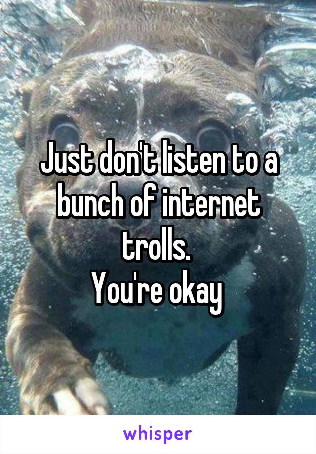 Just don't listen to a bunch of internet trolls. 
You're okay 