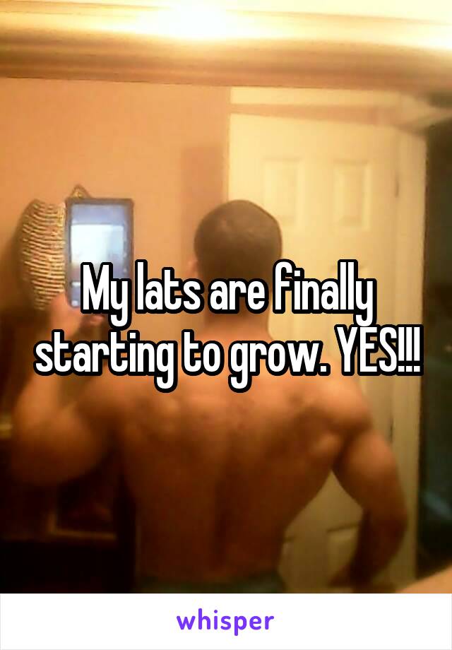 My lats are finally starting to grow. YES!!!