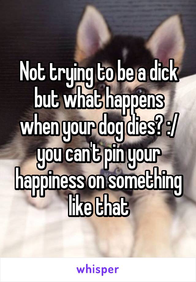 Not trying to be a dick but what happens when your dog dies? :/ you can't pin your happiness on something like that