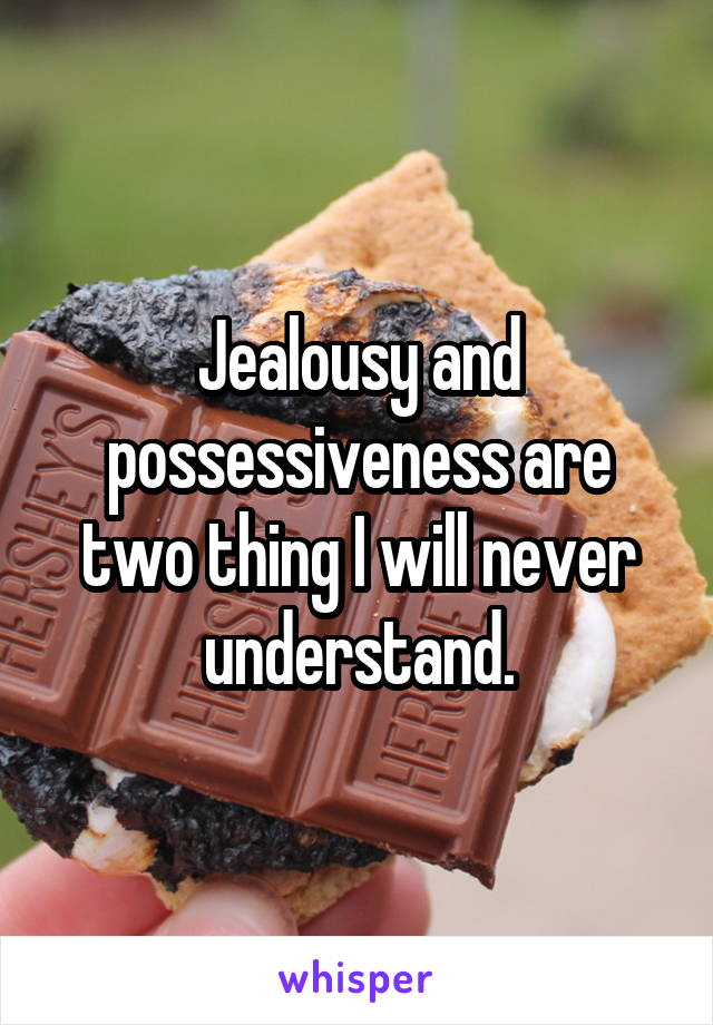 Jealousy and possessiveness are two thing I will never understand.