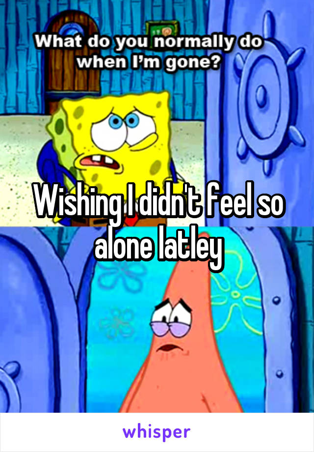 Wishing I didn't feel so alone latley