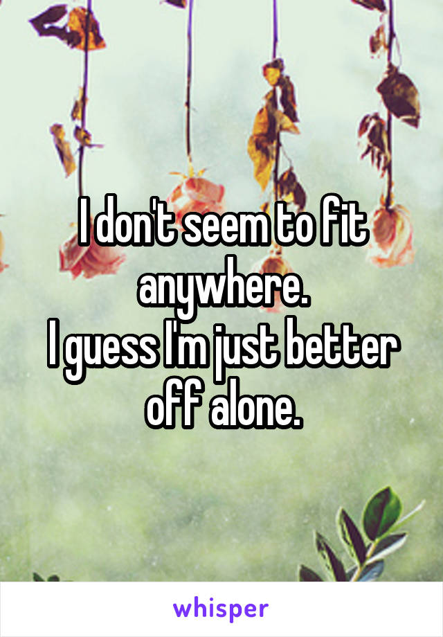 I don't seem to fit anywhere.
I guess I'm just better off alone.