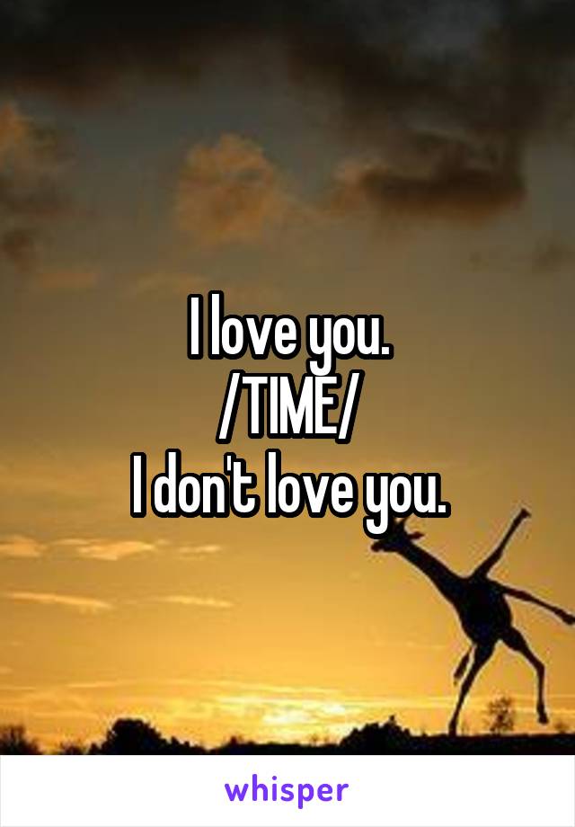 I love you.
/TIME/
I don't love you.