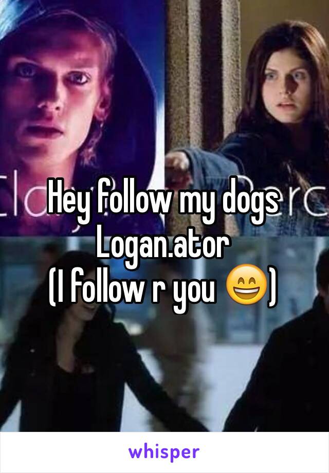 Hey follow my dogs Logan.ator 
(I follow r you 😄) 