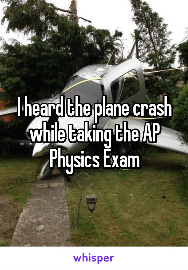 I heard the plane crash while taking the AP Physics Exam