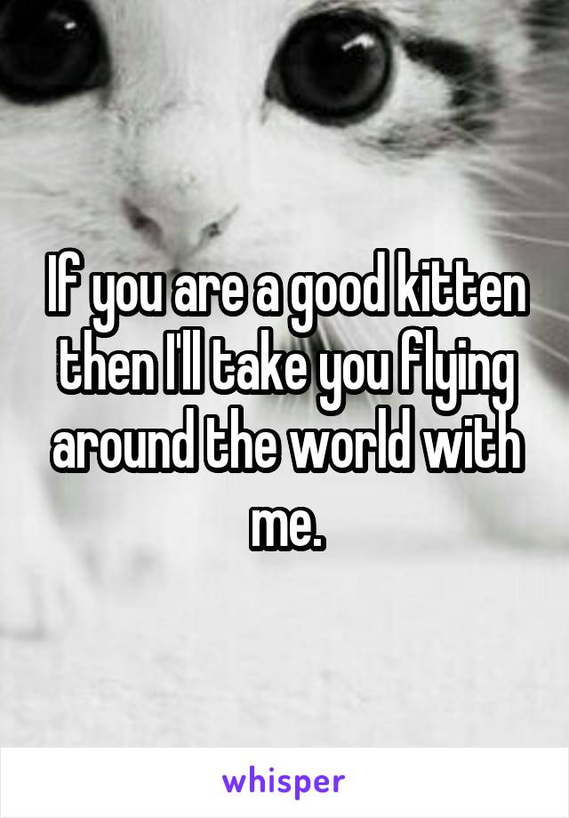 If you are a good kitten then I'll take you flying around the world with me.