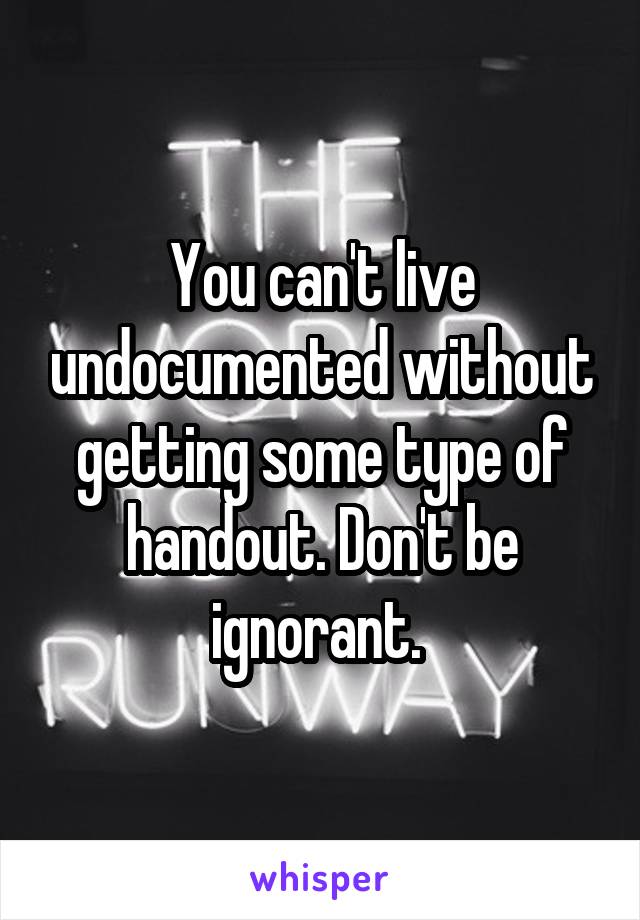 You can't live undocumented without getting some type of handout. Don't be ignorant. 