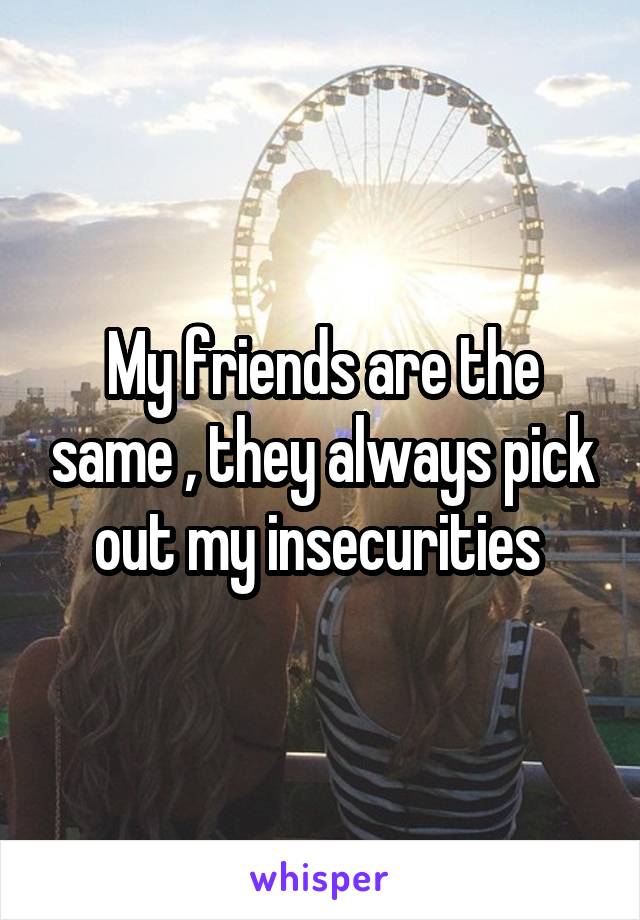 My friends are the same , they always pick out my insecurities 