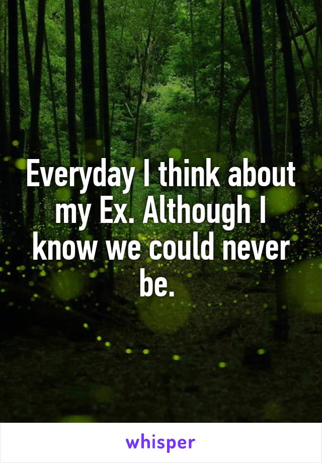 Everyday I think about my Ex. Although I know we could never be. 