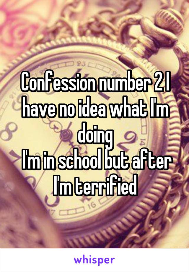 Confession number 2 I have no idea what I'm doing
 I'm in school but after I'm terrified