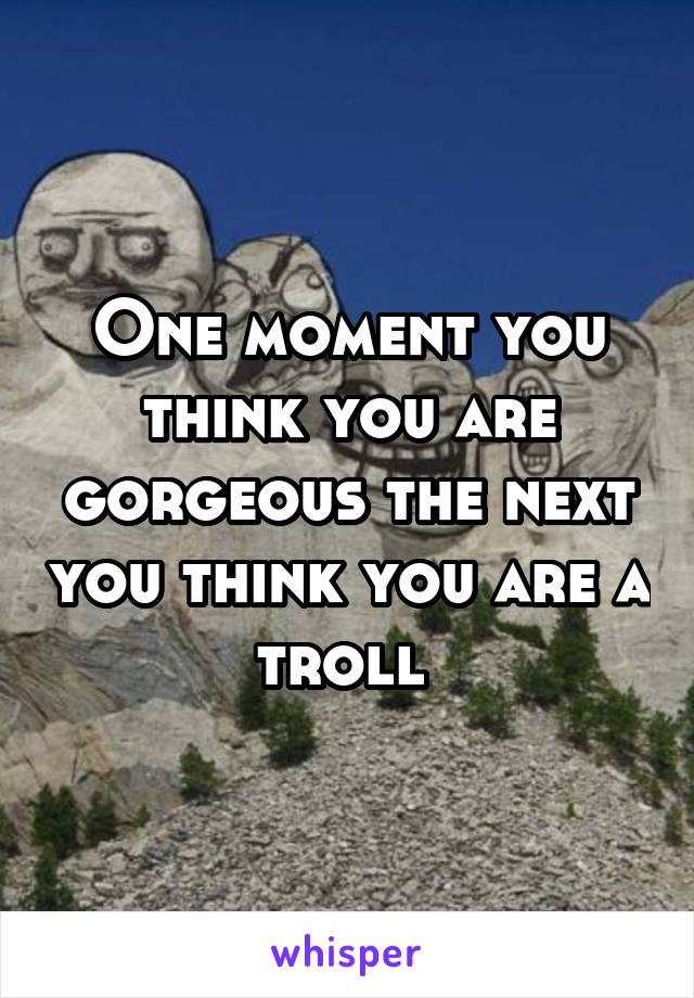 One moment you think you are gorgeous the next you think you are a troll 