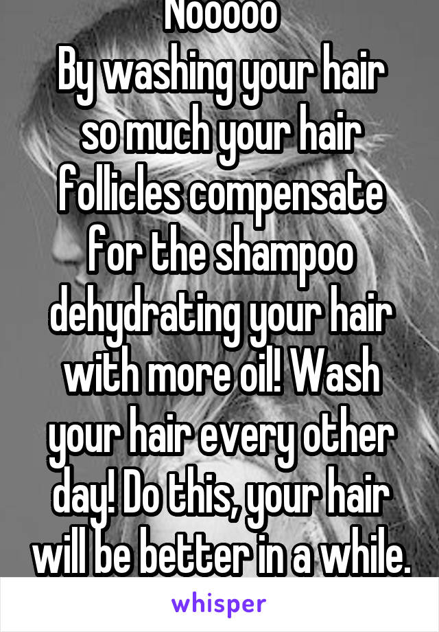 Nooooo
By washing your hair so much your hair follicles compensate for the shampoo dehydrating your hair with more oil! Wash your hair every other day! Do this, your hair will be better in a while. 